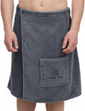 100% Cotton Sauna Kilt Towel Wrap for Men – Soft Sauna Towel for inside Sauna, Adjustable Waist Wrap Bath Robe, Essential Sauna Accessories for Home Spa, Shower & Dry Sauna, Luxury Gift for Him, Grey