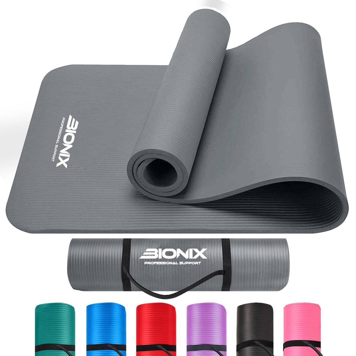 Bionix Yoga Mat Extra Thick Non Slip Exercise Gym Fitness Pilates Carry Strap
