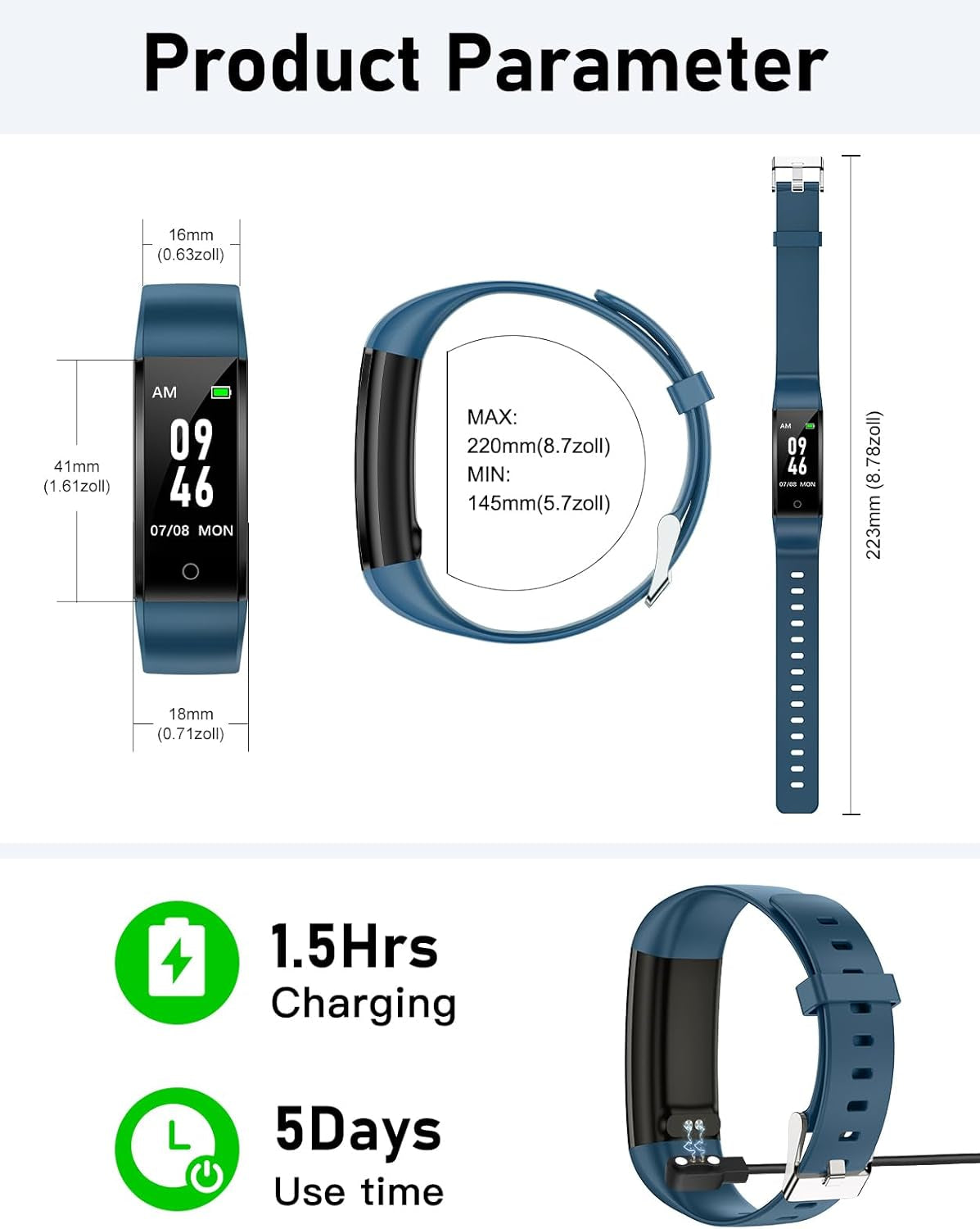Non-Bluetooth Pedometer Step Counter Watch (No App/No Phone Required)