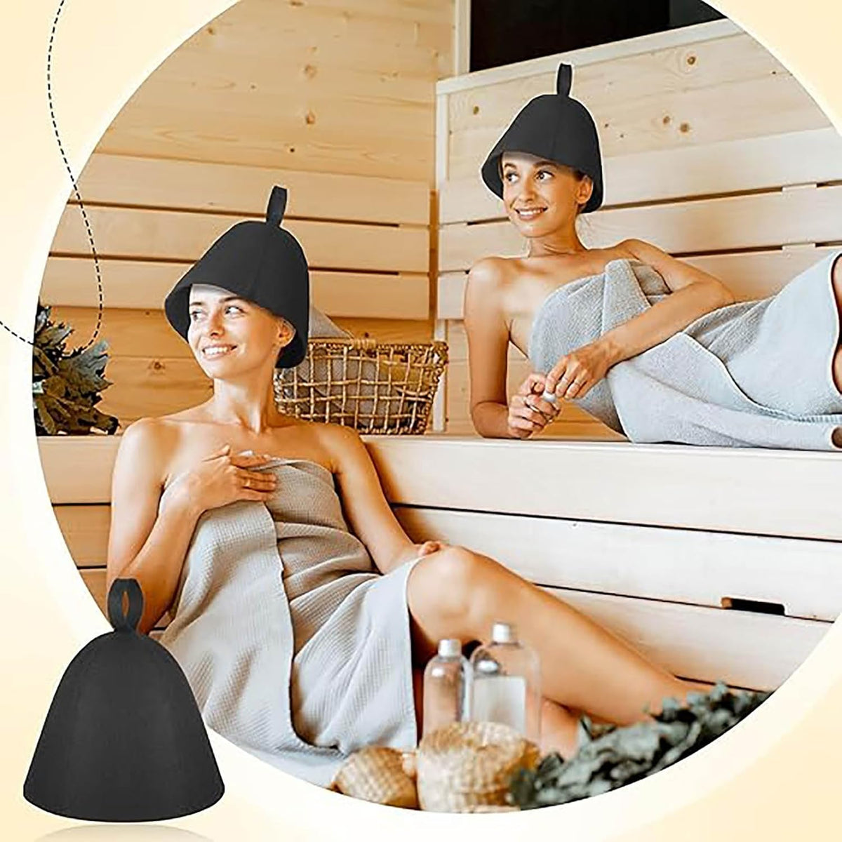 4 PCS Sauna Hat, Sauna Accessories, Home Sauna, Street Sauna and Bath House - Essential Sauna & Parts, Comfortable Bath House Cap Felt Sauna Hat for Men & Women (Black and Grey)