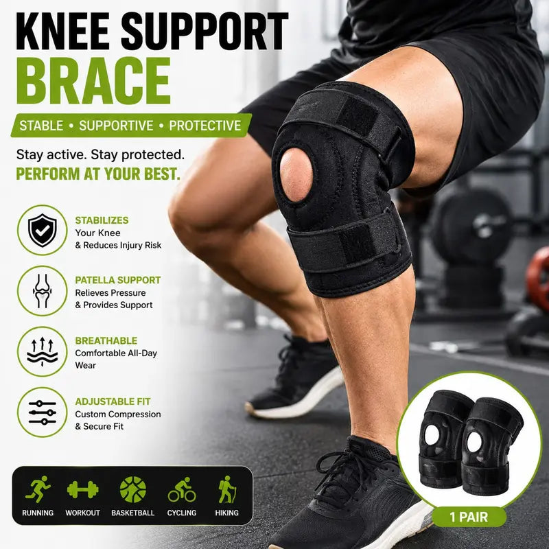 Knee Support Brace for Sports, Knee Stabilizer with Patella Support for Running, Workout & Fitness