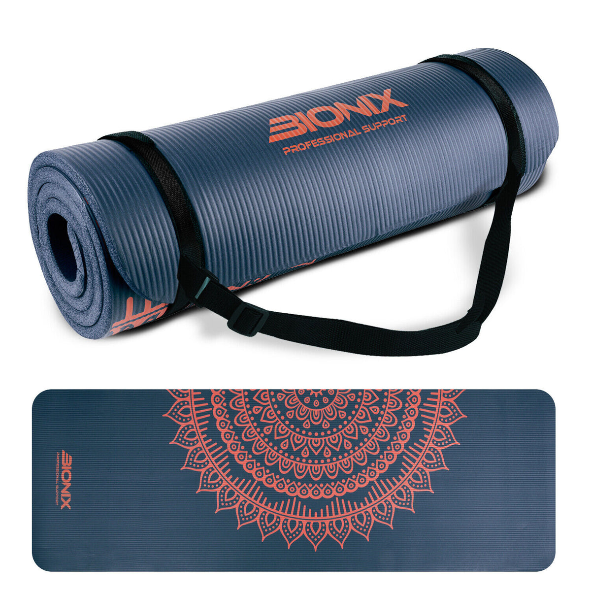 Bionix Yoga Mat Extra Thick Non Slip Exercise Gym Fitness Pilates Carry Strap