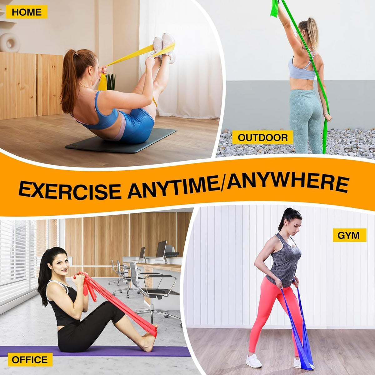 2M Resistance Bands with Four Adjustable Resistance Levels for Versatile Workouts