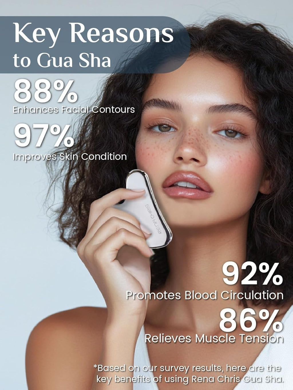 Gua Sha Facial Tools, Stainless Steel Gua Sha Stone, Face Guasha Tool for Jawline Sculpting and Puffiness Reducing, Guasha Massage Tool, Skin Care Gift - Silver