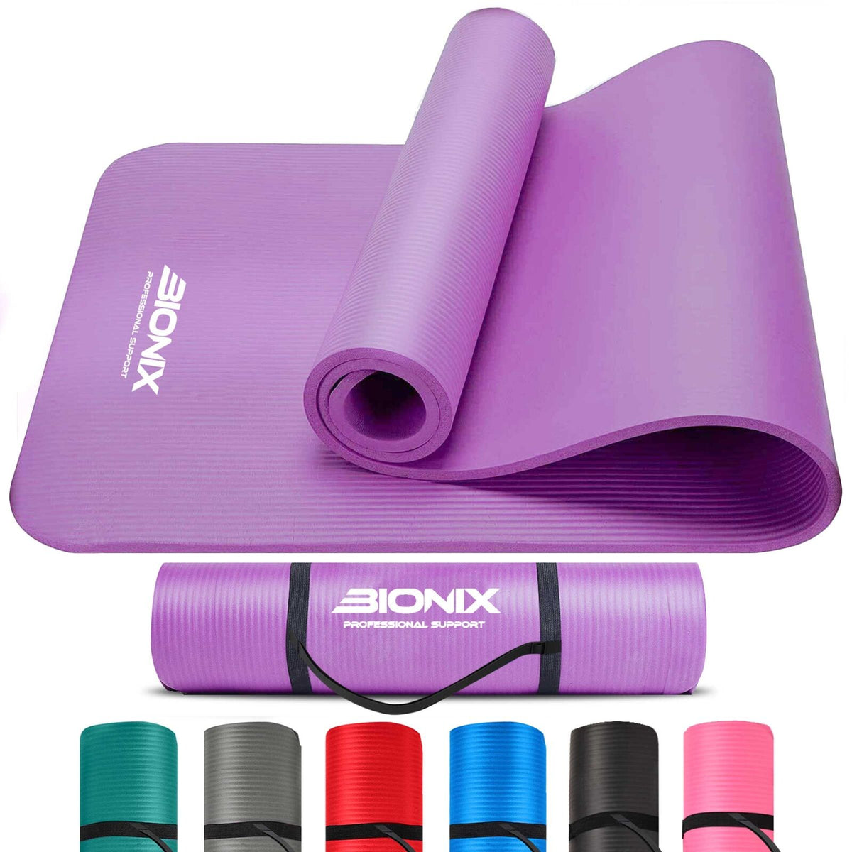 Bionix Yoga Mat Extra Thick Non Slip Exercise Gym Fitness Pilates Carry Strap