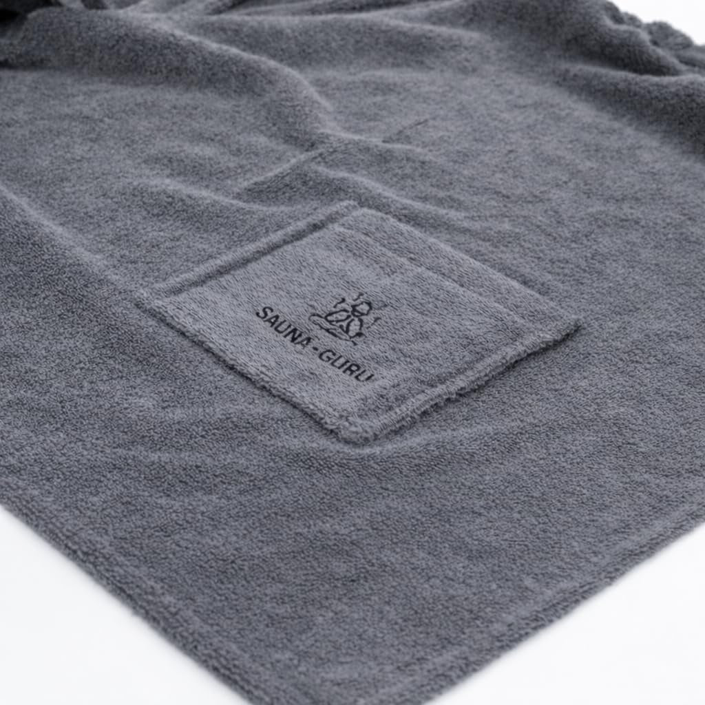 100% Cotton Sauna Kilt Towel Wrap for Men – Soft Sauna Towel for inside Sauna, Adjustable Waist Wrap Bath Robe, Essential Sauna Accessories for Home Spa, Shower & Dry Sauna, Luxury Gift for Him, Grey
